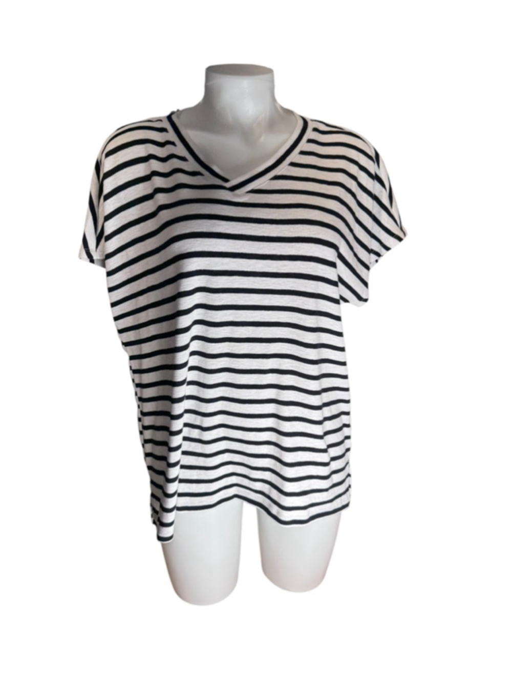 Women's Magellan Short Sleeve Tee l White Black Striped